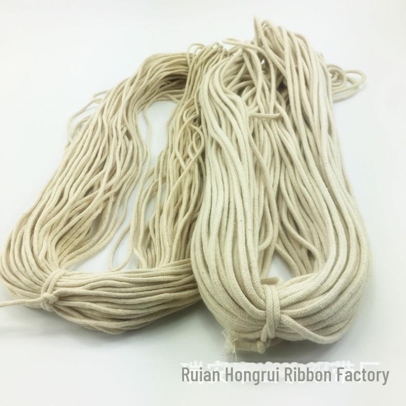 1.5-10mm White Core-Spun Cotton Braided Round Drawstring Rope