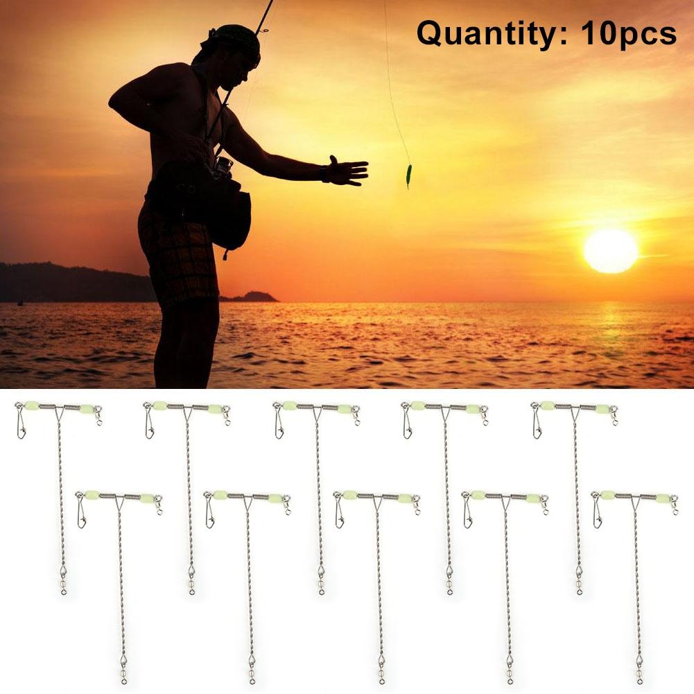 10 stücke Edelstahl Leucht Perlen Balance T Form Swivel Snap Angeln Stecker Tackle