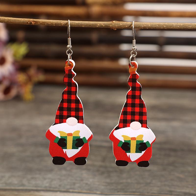Vintage Christmas Santa & Pumpkin Tree Earrings