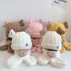 Autumn and Winter Children's Hat Girl Bear Baby Scarf Knitted Hat Warm Winter Two-piece Set Plush Wool Hat