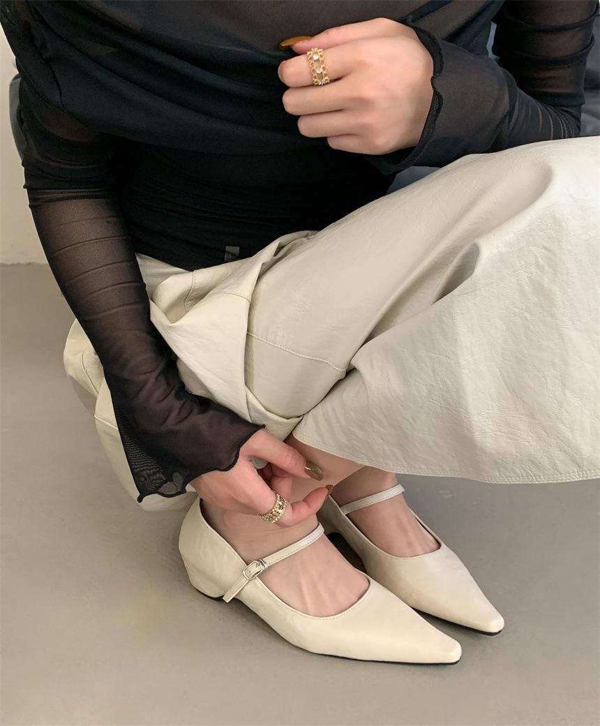 

Ретро темперамент увеличение внутренней высоты Весна и Осень французский острый носок с металлической пряжкой туфли-лодочки женские новые 2025 39 абрикосовый