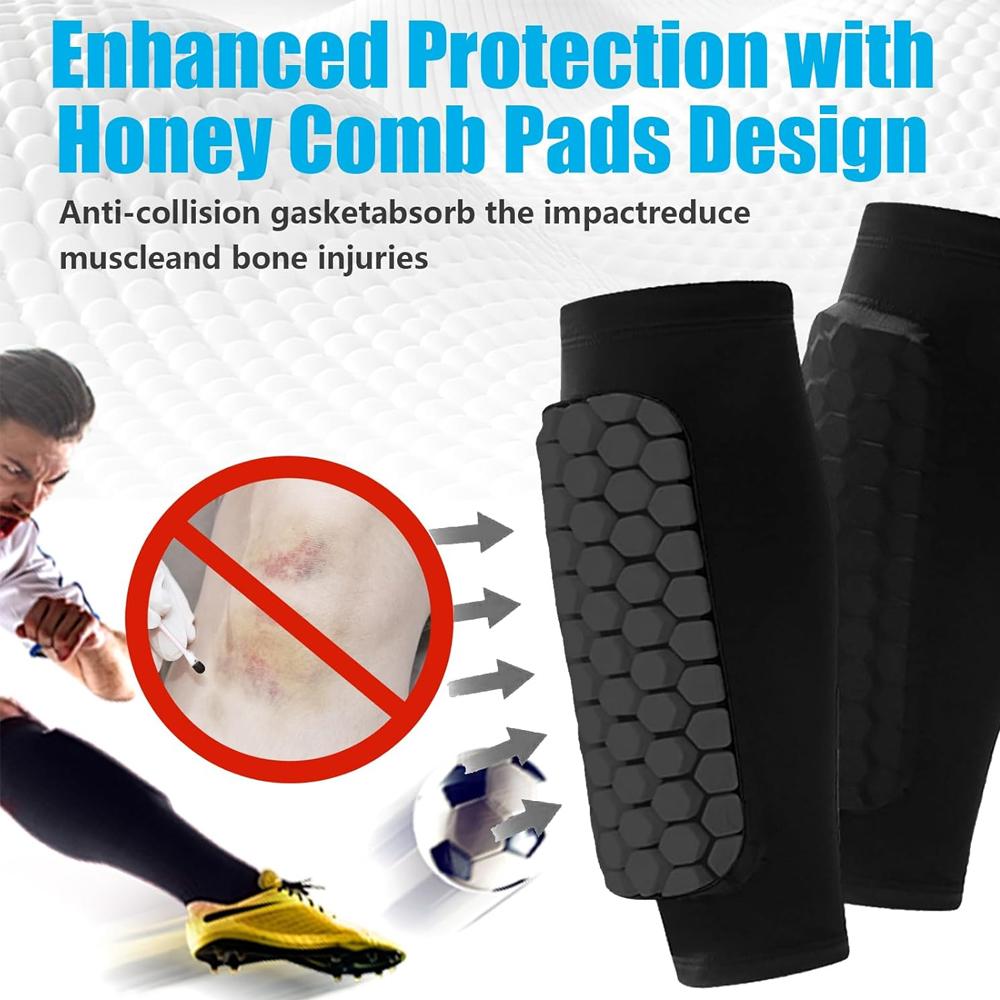 Durable And Safe 1Pcs Soccer Shin Guards Pads Shin Defender Shin Guards Calf Compression Sleeve With Honeycomb Pads Protective Soccer Shin Pad