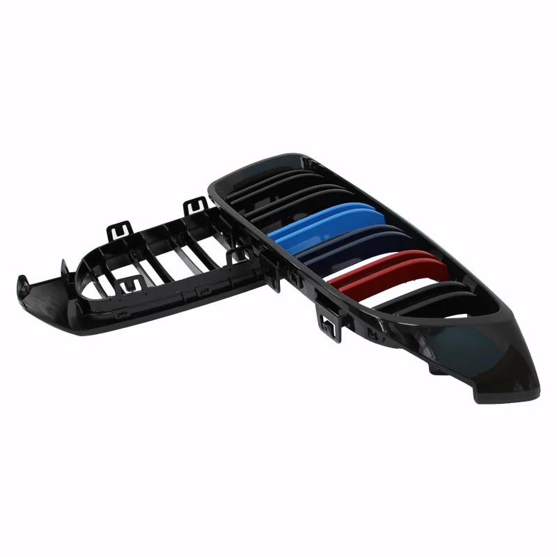 Front Kidney Grille Grill Compatible For BMW 4 Series F32 F33 F36 (2013-2019) M3 M4 Double Slats Gloss Black Grills