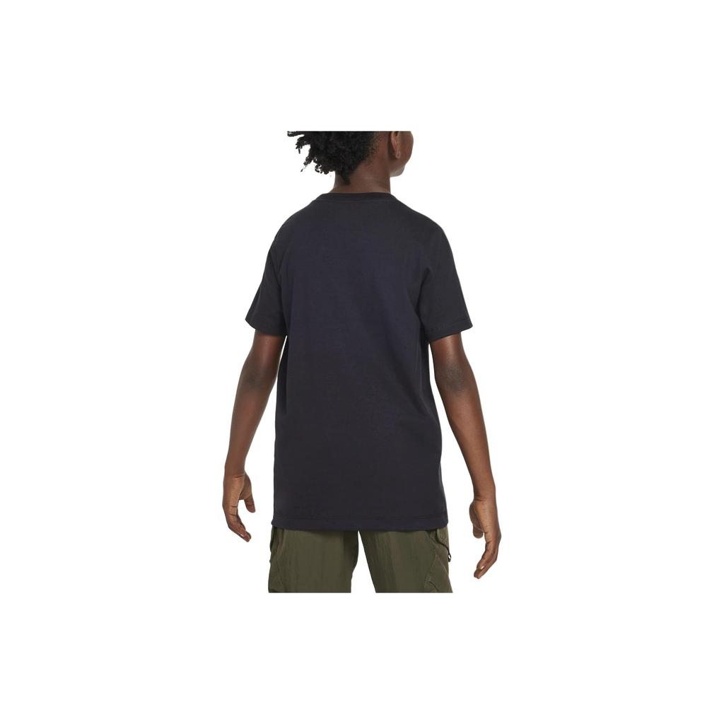 Nike Sportswear Printed Letter Crew Neck Straight Cut Short Sleeve T-Shirt Kids Tops Black FV4078-010