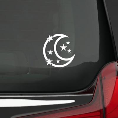 Eşsiz Araba Çıkartmaları Yıldızlar ve Ay Yansıtıcı Vinil Su Geçirmez Çıkartma Otomobiller Gövde Camlar Kendinden Yapışkanlı Solmaz