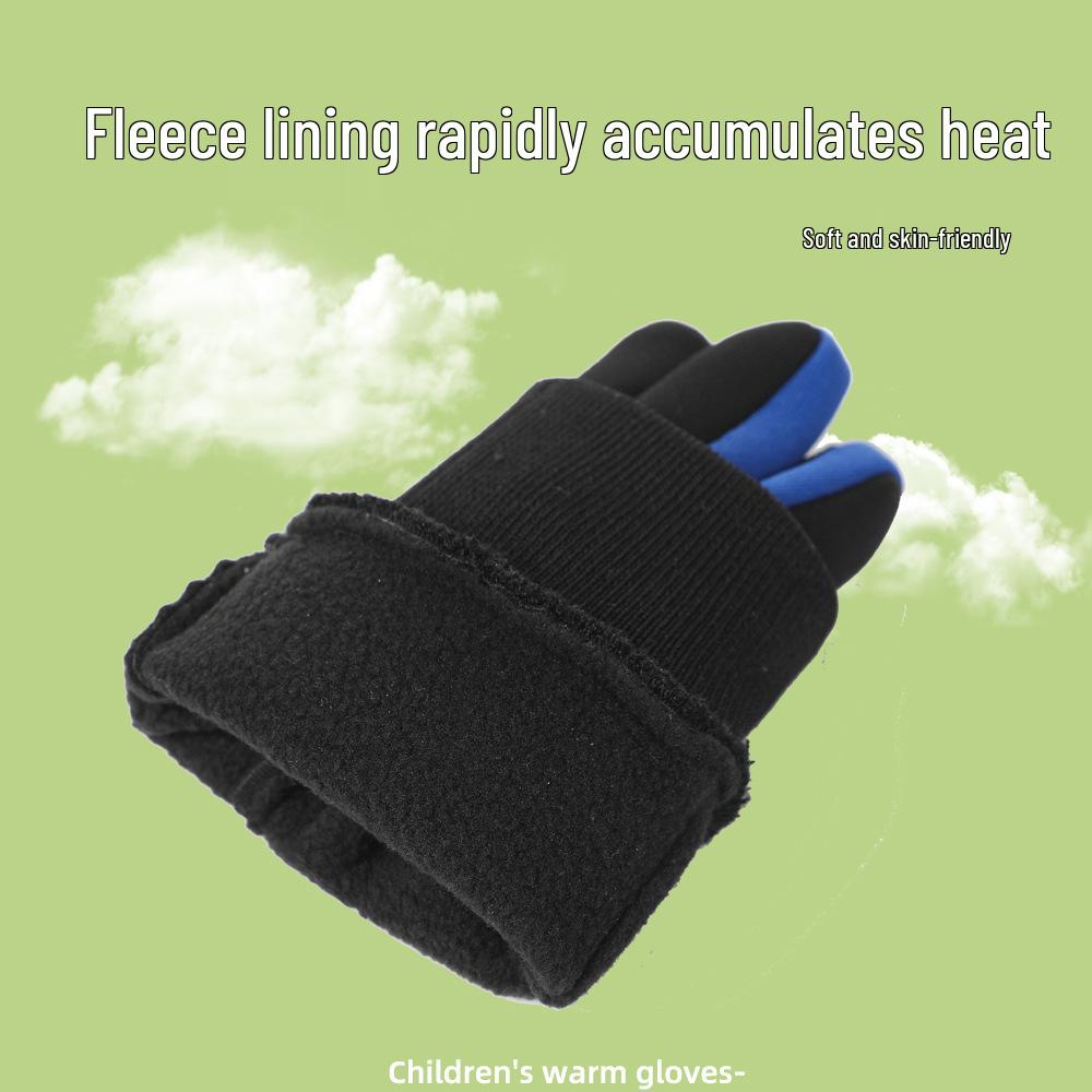 Boys' Winter Cycling Gloves: Windproof, Waterproof, Plush Lined, Touchscreen Compatible, Full-Finger Design for Cold Protection