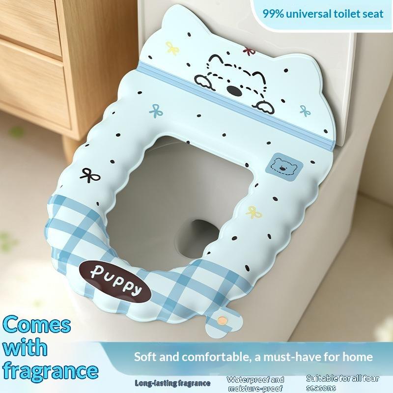 Cartoon Eva Soft Warm Washable Toilet Seat Cover With Backrest Aromatherapy Pod For Bathroom Great Finds For The Home
