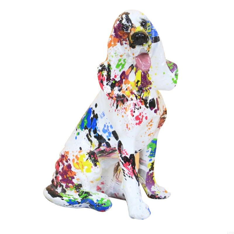 

Nordic Painted Dog Statue Dachshund Figures Collectible Gifts for Table Desktop