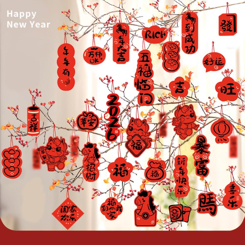 36Pcs Chinese Traditional New Year Potted Plant Decorations Paper Spring Festival New Year Pendant Party Favors Reusable