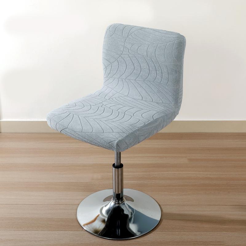 1PC Elastic Bar Stool Chair Cover Leaves Jacquard Short Back Chair Covers Solid Color Stool Slipcovers  for Dining Room Banquet
