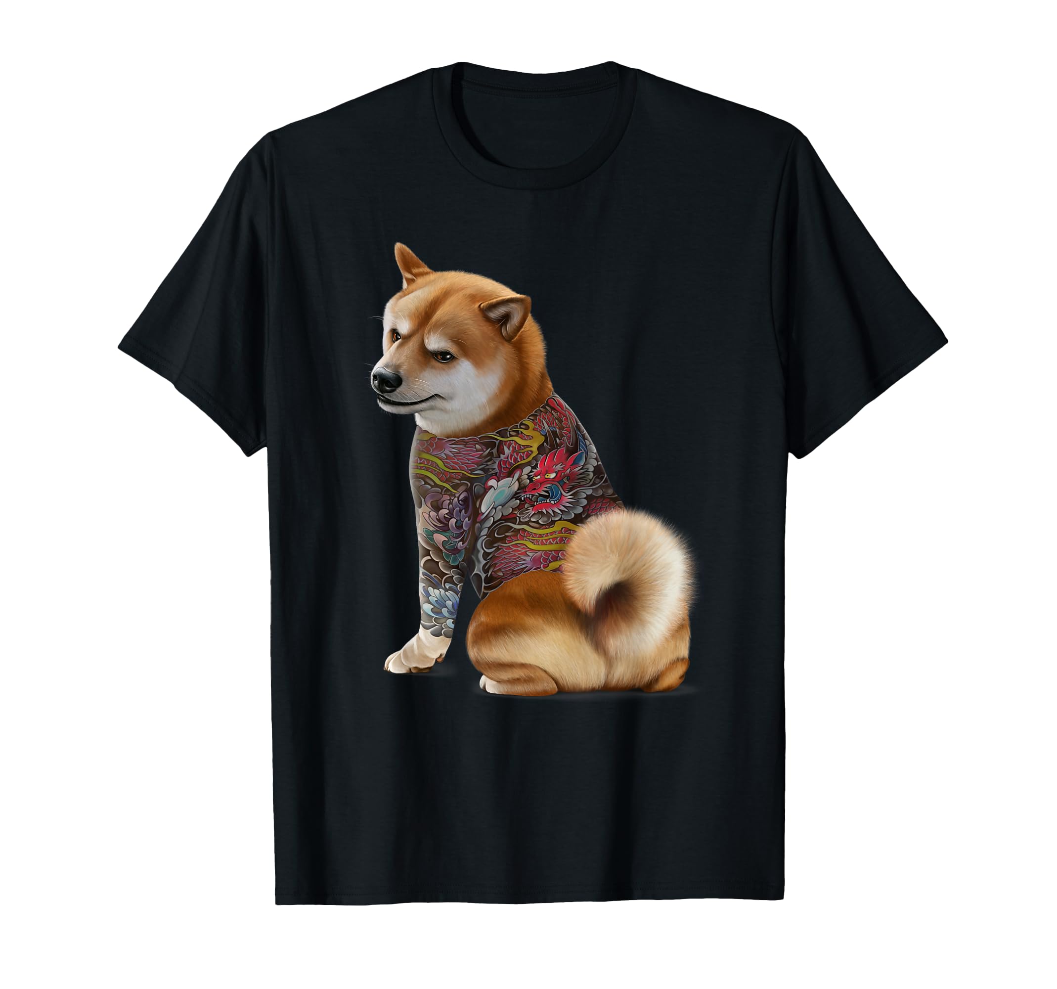 

Traditional Japanese dragon tattoo Shiba Inu T-shirt чёрный