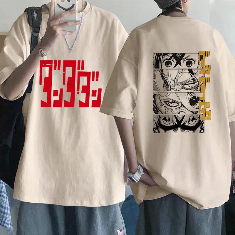 Retro Mange Men's T-shirt Japanese Anime Gothic T-shirt Dandadan Okarun90s Casual Loose T-shirt Versatile Streetwear