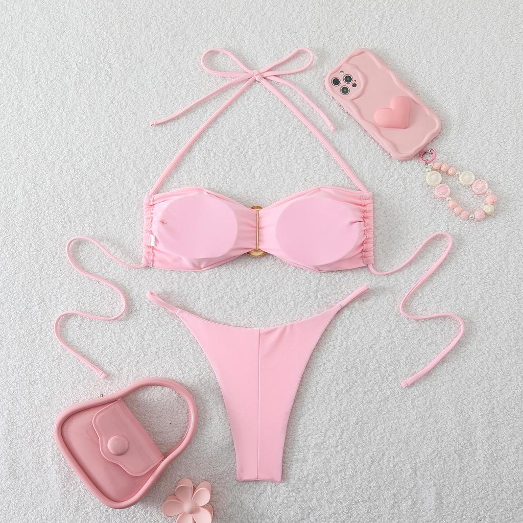 Xingcheng 2026 Sexy Solid Color European & American Two-Piece Bikini Swimwear for Women