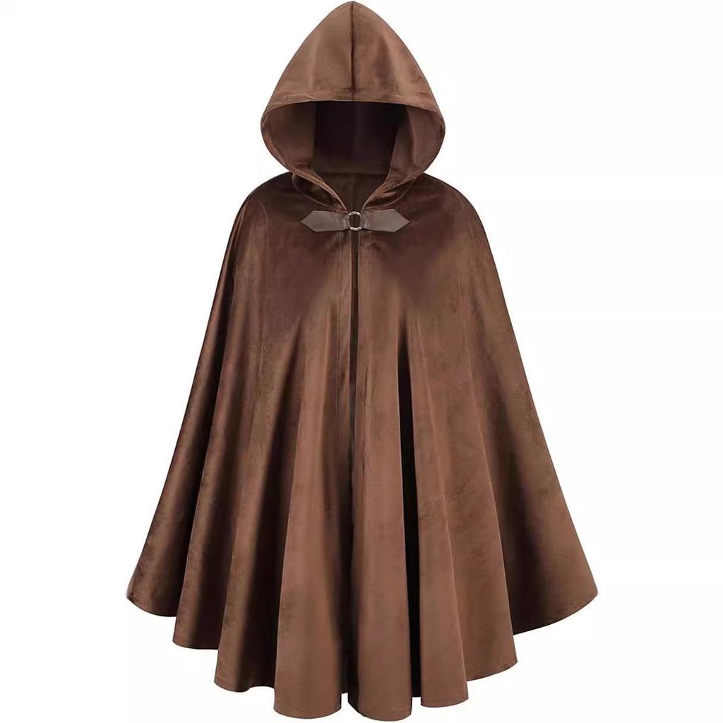 Medieval Deer Suede Velvet Cloak - Retro Warrior Cosplay Cape for Halloween