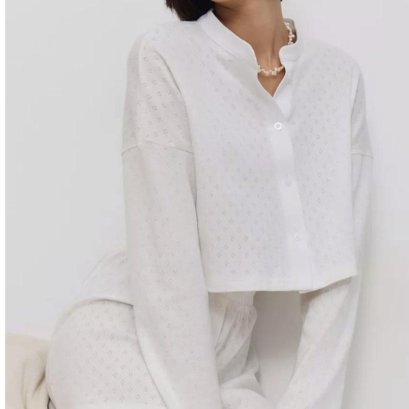 Spring and autumn new models, fine and beautiful women's pajamas, pure cotton long-sleeved shorts, home two-piece loungewear