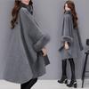 Women's Hepburn Style Wool Coat with Large Rabbit Fur Collar, Mid-Length, Plus Size, Autumn/Winter Collection
