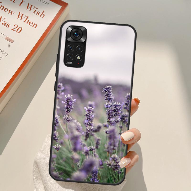 Lavender Purple Flower Case For Xiaomi Redmi Note 11 10 9 8 Pro Note 11S 10S 9S 8T K50 K40 9A 9C 10A 10C Cover