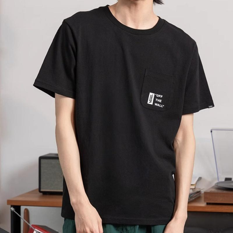 Vans Logo Crew Neck Straight Fit Short Sleeve T-Shirt Men Tops Black VN000GQ6BLK