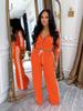 TW802 Women's Autumn/Winter Striped Hooded Cardigan & Straight-Leg Trousers Set