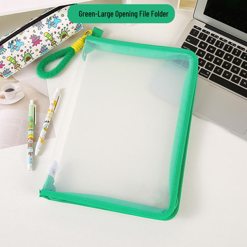 LOMI Transparent Zipper File Tote Bag with Handle for Students