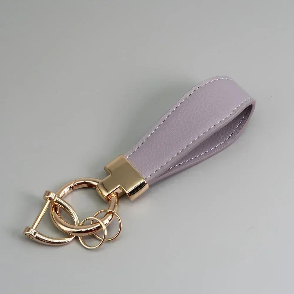 PU Leather Car Keychain Men's and Women's Bag Anti Lost Key Ring Waist Hanging Retro Laser Engraving Customized Keyring Gift