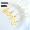 Creative Smiley Face Portrait Pendant Necklace - Gold Plated Titanium Steel Clavicle Chain, European & American Style