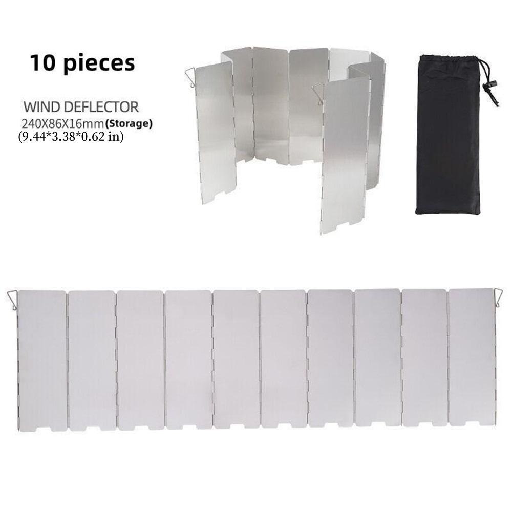 10 Plates Aluminum Stove Windscreen – Foldable Camping Windshield With Drawstring Bag, Portable Butane Stove Wind Blocker For Outdoor Cooking