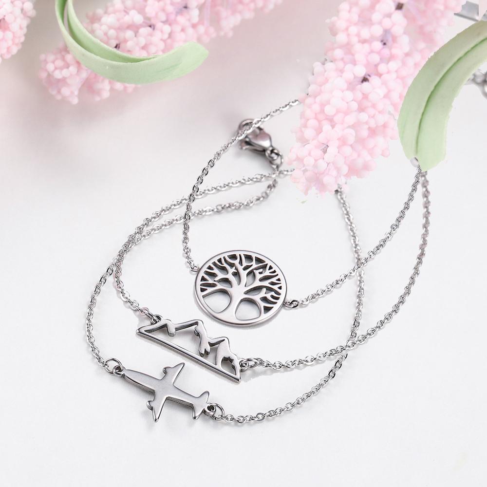 Plane Charm Bracelet Stainless Steel Aircraft Airplane Adjustable Chain Bracelets On Hand Pulsera Jewelry Gift for Women