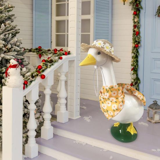 Pastoral Style Goose Bonnet Hat Triangle Scarf Flower Pattern Bright Color Porch Goose Costume Farmhouse Photo Prop