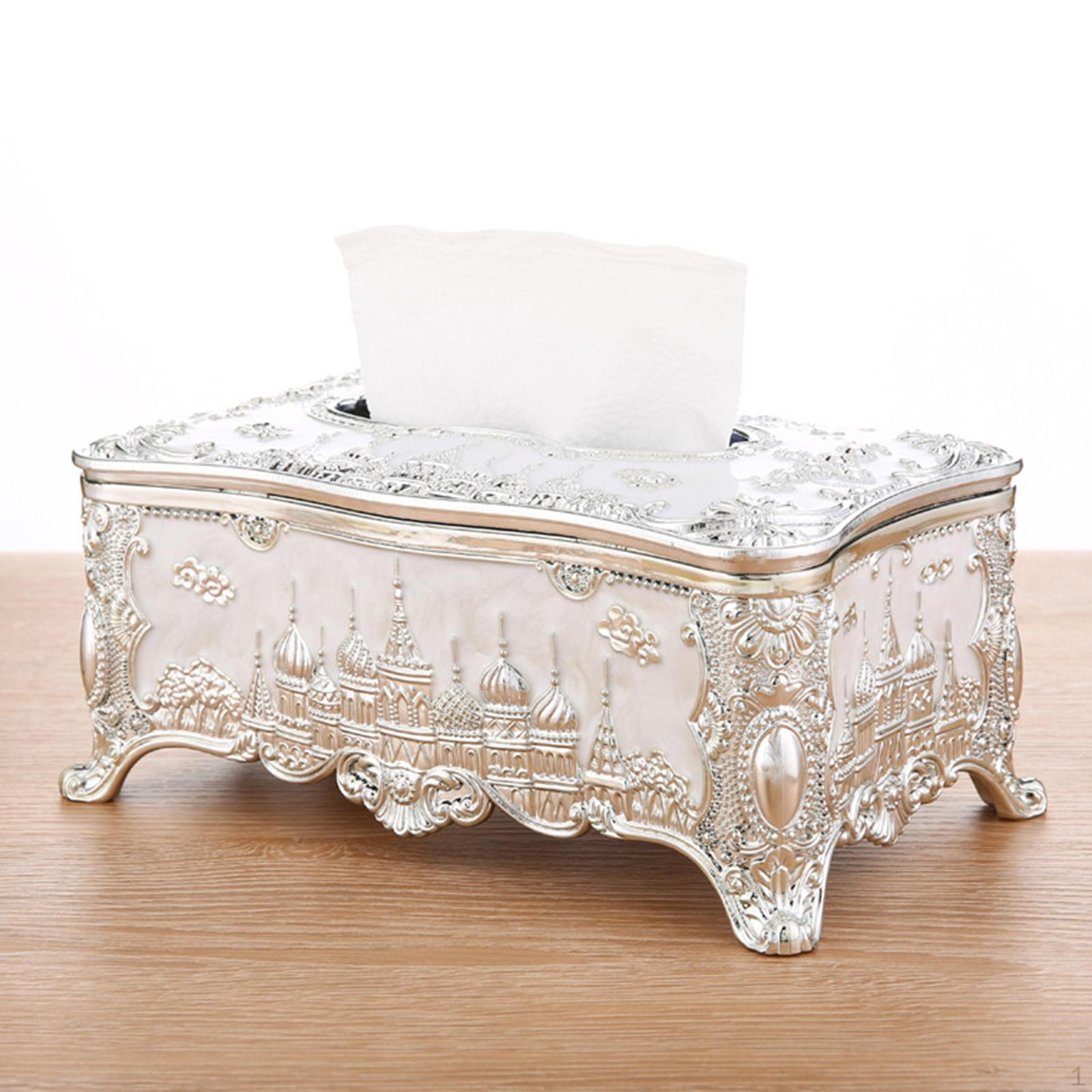 

Napkin Case Holder,Storage Tissue Boxes for Hotel decor Silver White