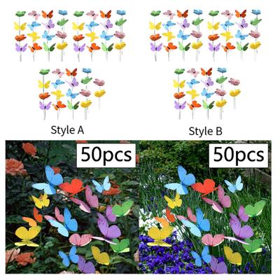 50 Pieces Butterfly Garden Stakes Planter Farmhouse Pathway Art Decorative