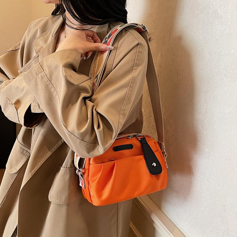 Trendy Multicolor Crossbody Bag Widen Belt Rectangle Single-Shoulder Bag Lightweight Oxford Cloth Tote Bag Daily Casual