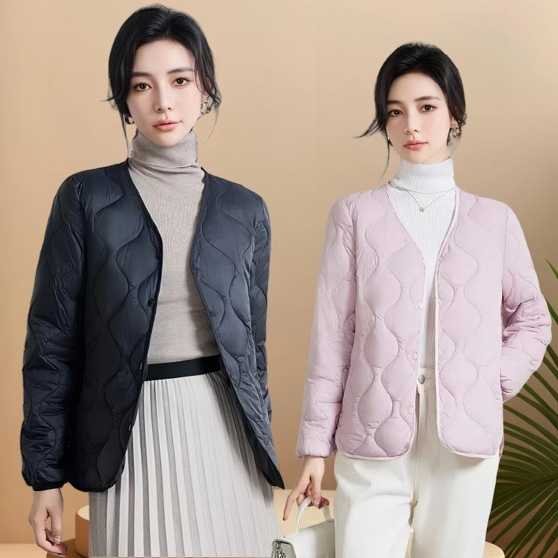 Winter new down cotton clothes women's short slim liner rhombus casual versatile jacket