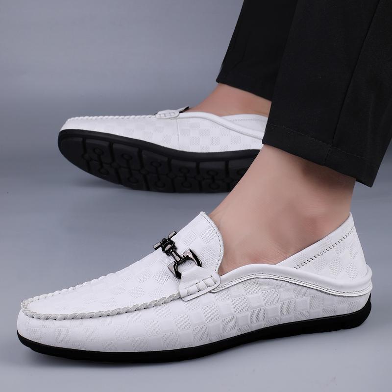 Scarpe Casual da Uomo alla Moda Slip-on Fatte a Mano in Vera Pelle Mocassini Comodi Scarpe da Guida Antiscivolo da Uomo per Esterno