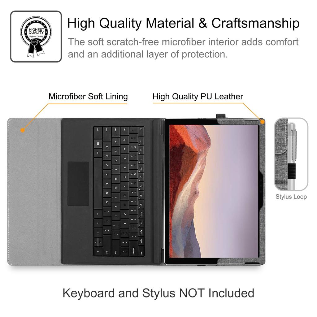 Fintie Case for Microsoft Surface Pro Slim Tablet Case with PU Leather with Pocket and Pen Holder for Storage 7/6/5 (2017/4/3), Stand, Multi-Viewing