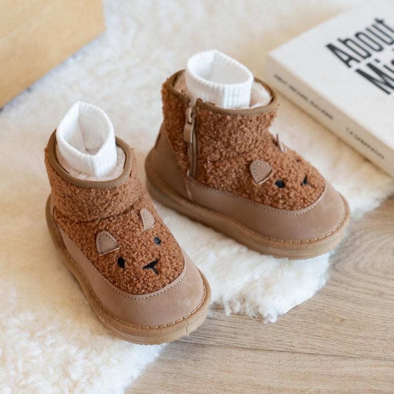 Winter Fashion Cartoon Cute Snow Boots for Boys and Girls Plus Velvet Warm Large Cotton Shoes Bread Shoes