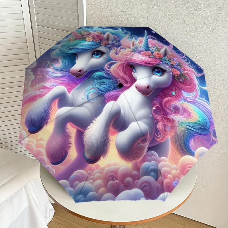 

1pc Unicorn Fantasy Night Sky Umbrella with Plastic Handle,Suitable for All Seasons Home Travel Outdoor UmbrellaDD708