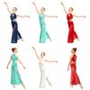 Girls Lyrical Dance Jumpsuit Sleeveless Sequin Rhinestone Bodice Cutout Split Shimmery Mesh Wide Leg Bodysuit for Stage Competition