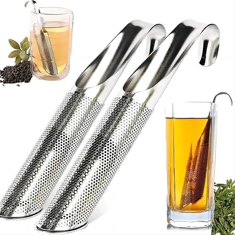 Stainless Steel Tea Strainer Fine Mesh Infuser with Hanging Hook Tea Diffuser Steeper Pipe Filter for Loose Leaf Tea