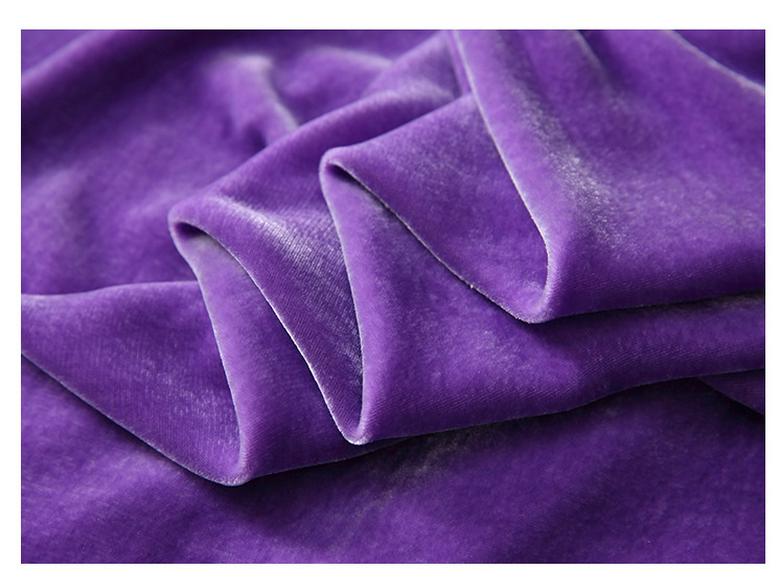 Silk Velvet Women's Dress with Belt & 3/4 Sleeves - Autumn Winter Collection