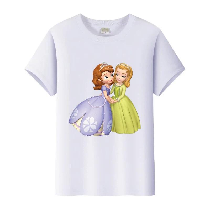 Disney Sofia První Princezna Kreslená Trička Dívčí Kulatý Výstřih Top Tričko Y2k Volné Halenky Harajuku Tričko Letní Oblečení Dárek