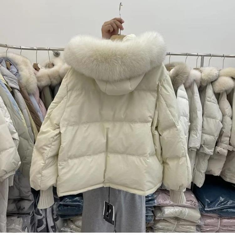 Winter Women Oversize Down Jacket Faux Fur Hooded Parka Thick Padded Coat Korean Old Money Style Warm Outwear Overcoat