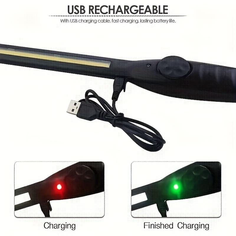 1- 4Pack COB+LED Flashlight Magnetic Work Light USB Rechargeable Torch Portable Lantern Inspection Light Camping Car Repair Lamp
