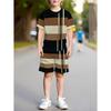 Boys Clothes Simple Striped 3D Printed Short Sleeve T-Shirt Sets Loose Casual Summer Outdoor Quick Drying Children's Clothing