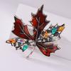 Brooch Pin Autumn Maple Leaf Design Zinc Alloy Pin with Rhinestone Inlay Suits Coats Sweaters Badge Formal Wear Accessory