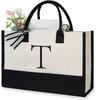 Large-Capacity Fashion Tote: Film-Coated Spliced Canvas Handbag