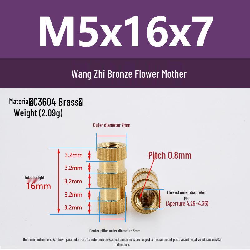 M1-M10 Knurled Brass Heat Insert Nut for Injection Molding