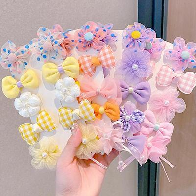 10 pezzi/set forcine per capelli per bambine, con fiocco a forma di fiore, in pizzo, per neonati e bambini, accessori per capelli per bambini