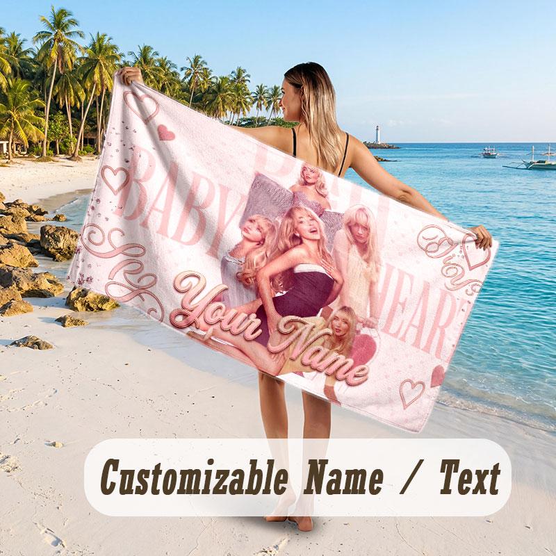 Custom Name Large Beach Towel,Sabrina Carpenter Quick Absorbent Towel For Outdoor Travel Poolside