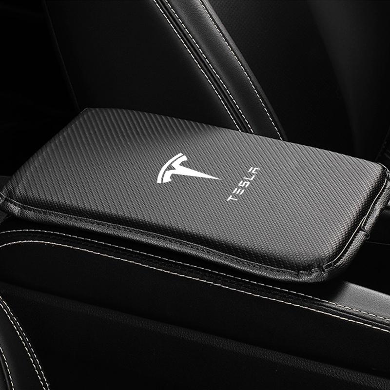 Car Armrest Box Mats Leather Center Console Covers Accessories For Tesla Model 3 Model X S 2016-2020 Decals TM3 TMX TMS Decal